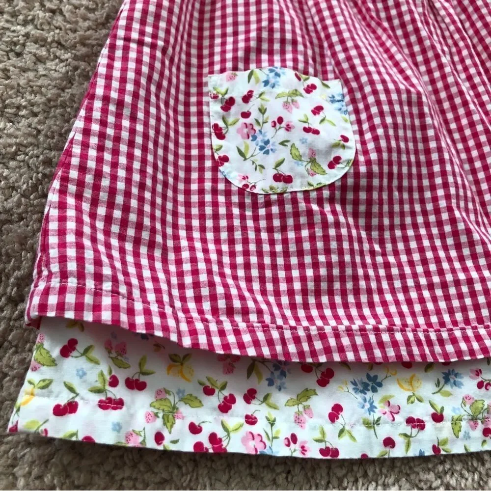 Janie and Jack Gingham Picnic Dress Baby Girl 3-6 Mos Pink Cherry‎ Pockets